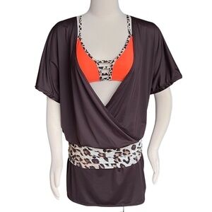Vince Camuto Swim Coverup with Animal Print Sash Size Medium NWT